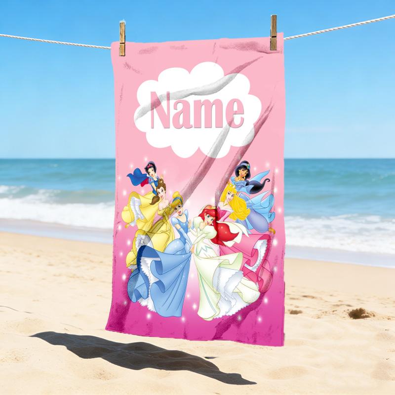 Custom Name Princess Dreams Stylish Digital Printing Beach Towel Quick‑Drying Absorbent Blanket for Beach Pool Gym Travel