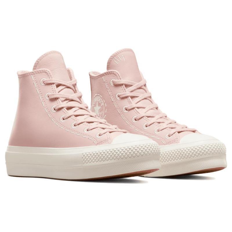 Converse All Star Lift Удобные и Универсальные Простые Топ Кожа Высокие Кеды Женские Розовые