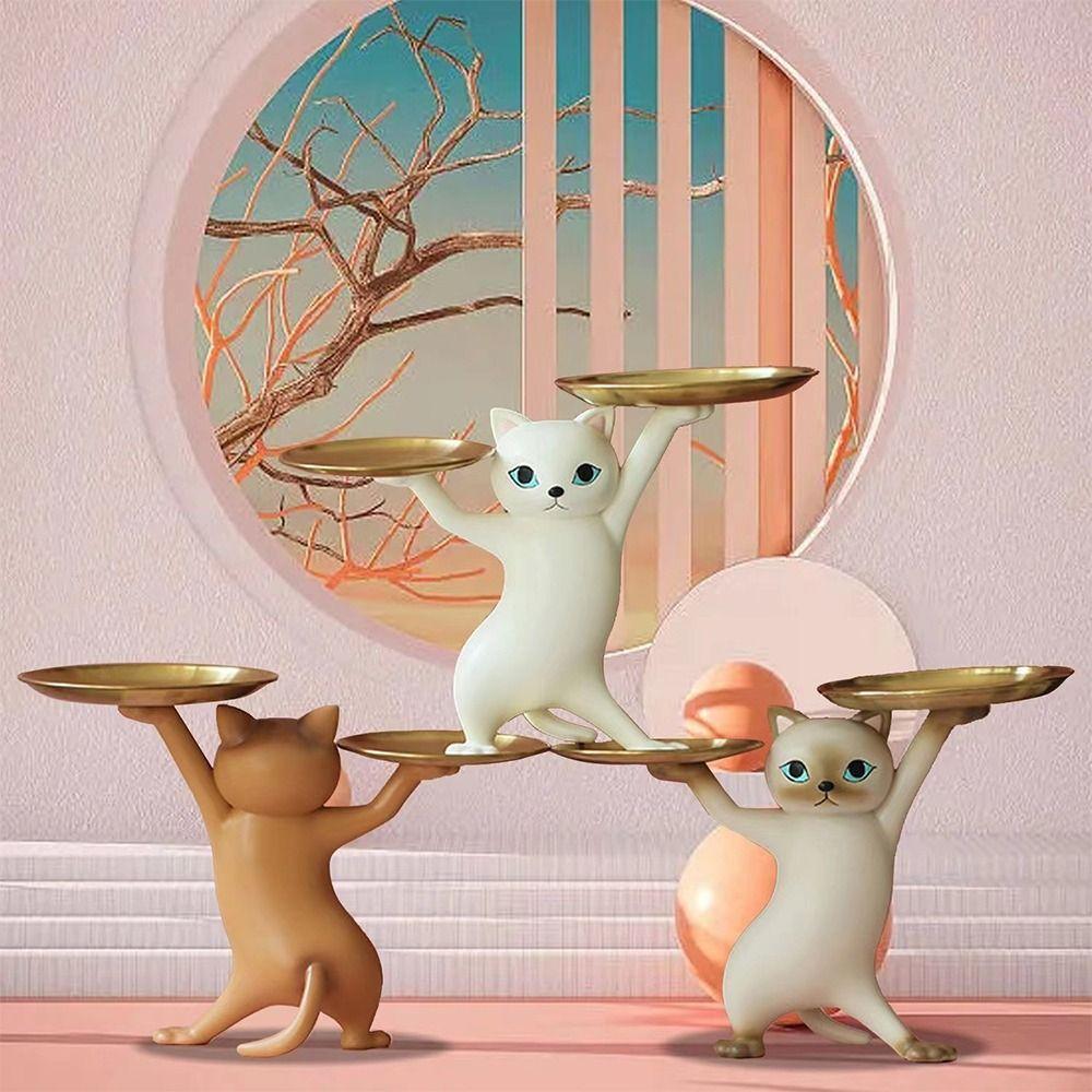 Multicolor Cat Support Tray Resin Ket Candy Dish Nordic Style Storage Decorative Tray Office Table