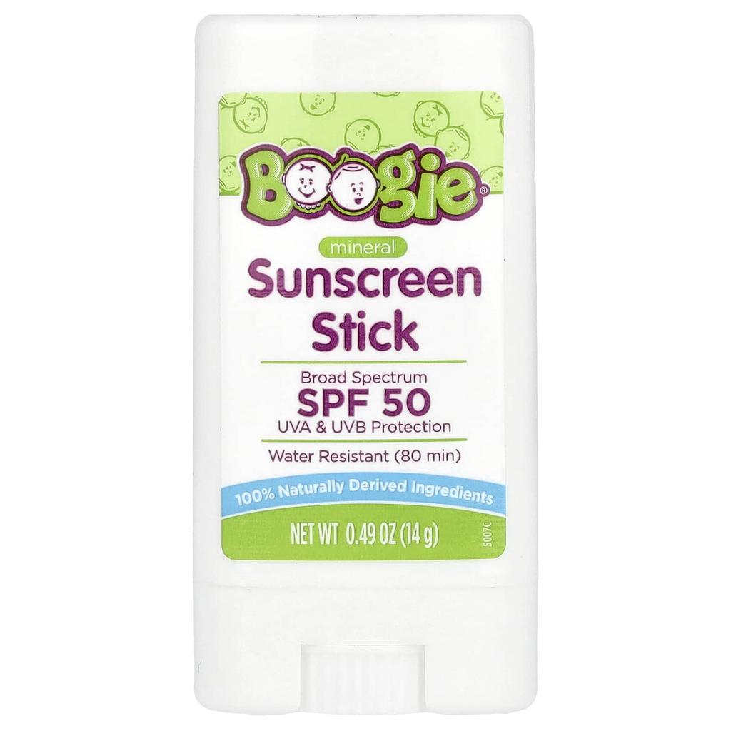 Boogie Wipes Mineral Sunscreen Stick, SPF 50, 0.49 Oz (14 G)