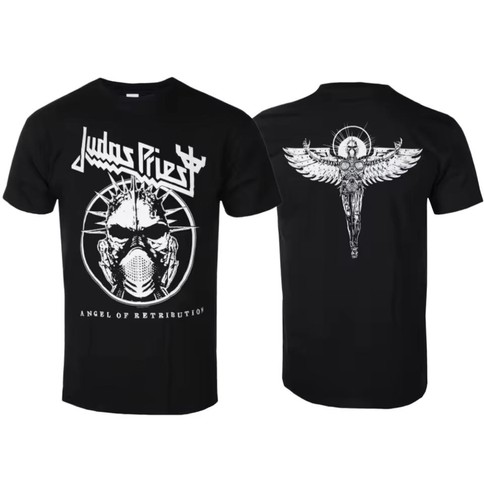 Judas Priest - Angel Of Retribution Headshot Pattern Printed T-shirt Classic Heavy Metal Band T-shirt for Daily and Concert Wear
