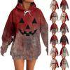 Women's Casual Fashion Halloween Printed Long Sleeve Pullover Hooded Sweatshirt