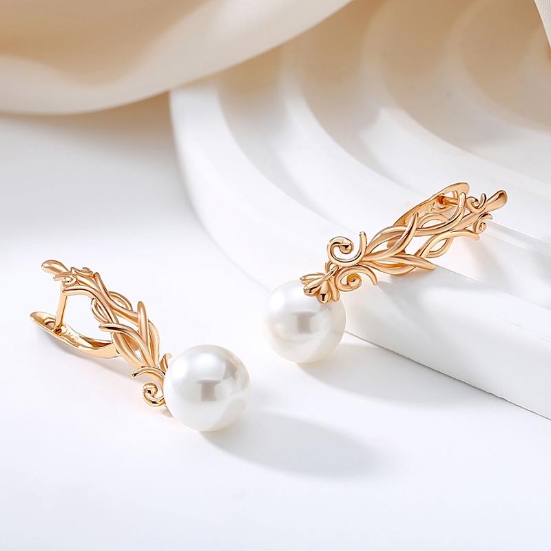 Длинные висячие серьги с жемчугом для женщин, серьги-капли цвета розового золота Kinel