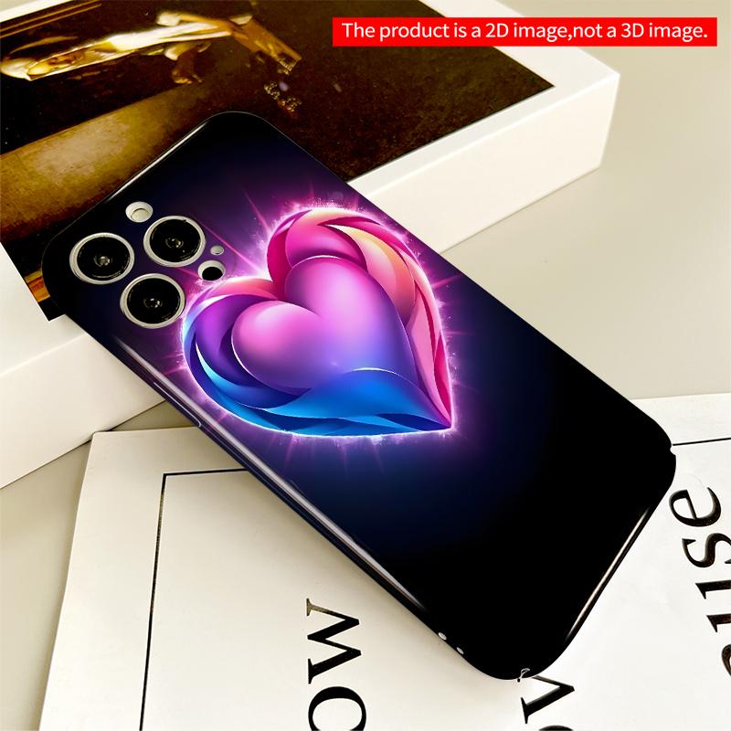 2DFlat Glowing Heart Energy Phone Case All inclusive film hard iPhone case, compatible with iPhone 18 Pro Max 17 16 15 14 13 12 11
