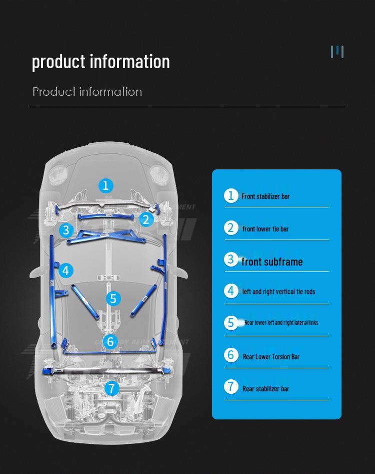 Top Bar Balance & Chassis Reinforcement Anti-Roll Bar for Fit GK5, GR9, GE8, Freed.