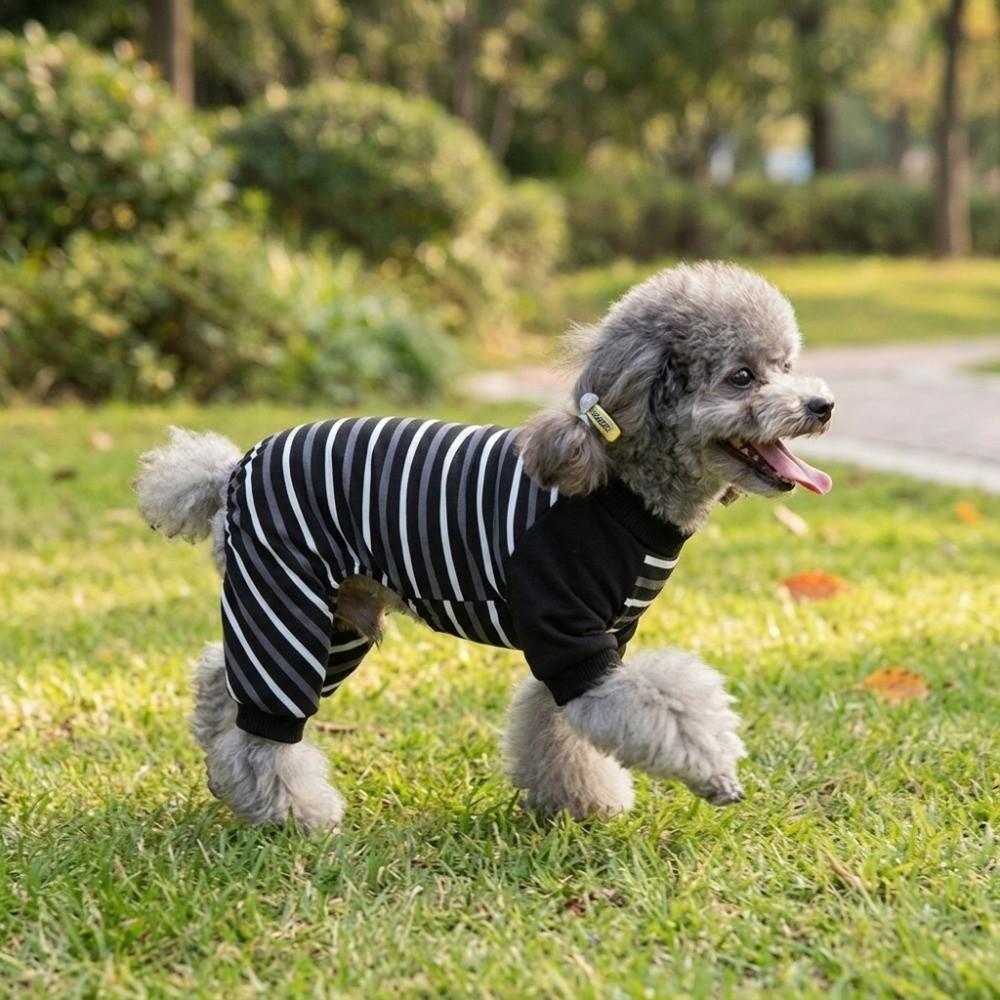 Light Weight Pet Jumpsuit Striped Print Cat Home Wear Pet Loungewear Small Breed Use