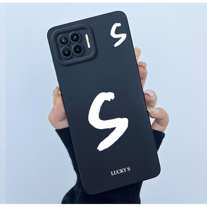 For OPPO F17 Oppo F17 Pro Case Oppo A73 A93 Reno 4F Back Cover TPU Silicon Lucky Initial Letter Couples Phone Bumper Soft Case