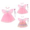 Princess Fairy Dressing Up Set for Birthday Party Halloween Christmas Girl 3-6 with Skirt Fairy Wing Fairy Wand Headband