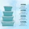 4 Pack Collapsible Silicone Lunch Box - BPA-Free Flat Stacking Food Storage Containers with Lids for Leftovers