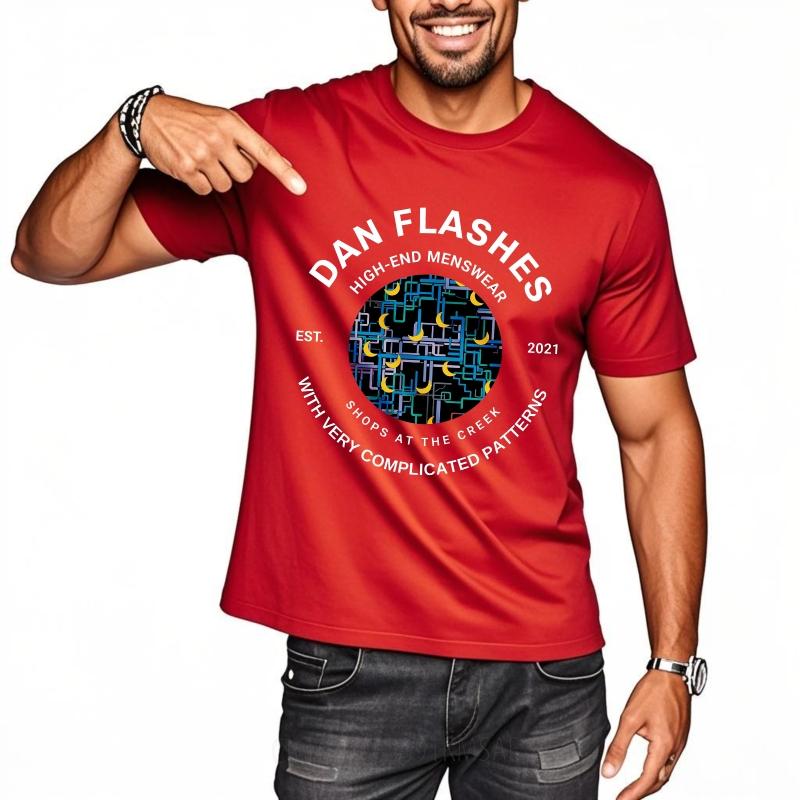 Plus Size Summer Men tshirt Digital Circuit Pattern With Colorful Lines Short Sleeve Relaxed Fit Round Neck Tshirt