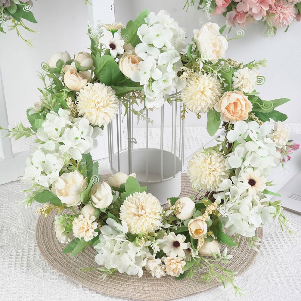 Венок на входную дверь 15,7 дюймов наружный диаметр цветочный дизайн привлекательный цветочный венок для домашней вечеринки