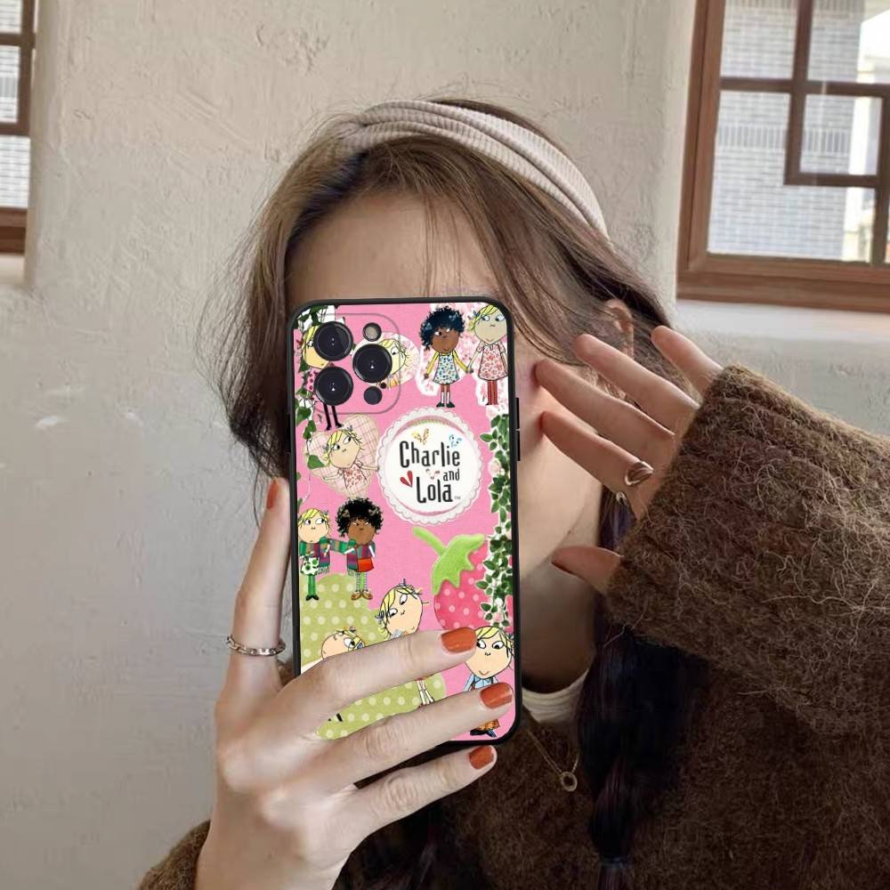 Charlie And Lola Anime Phone Case For IPhone 17 16 15 14 13 12 11 Pro Max Plus Mini Silicone Black Cover
