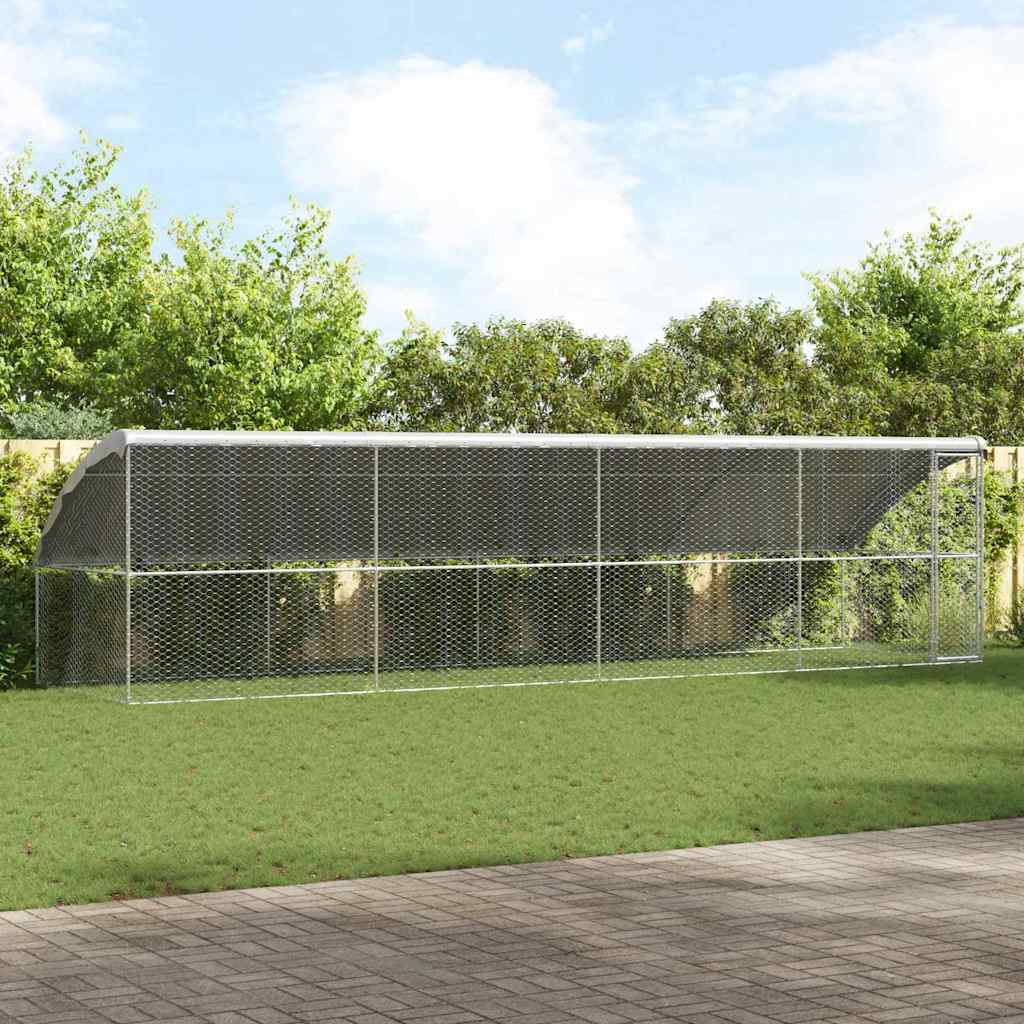 Dog Kennel 4 pcs Silver 8 x 2 x 2 m Galvanized Steel