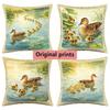Watercolor Duck Family Pond Throw Pillow Covers Pattern Cushion Cover Suitable For Sofa Bedroom Car Pillow Cover