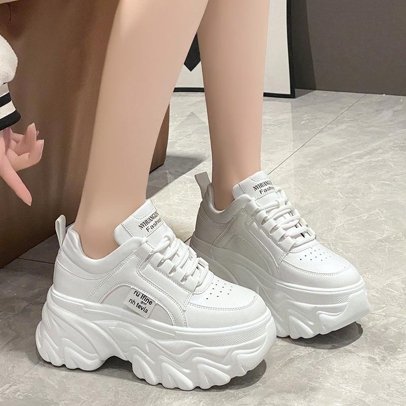 White Black Chunky Sneakers Women Spring Autumn Thick Bottom Dad Shoes Women Fashion PU Leather Platform Sneakers Ladies