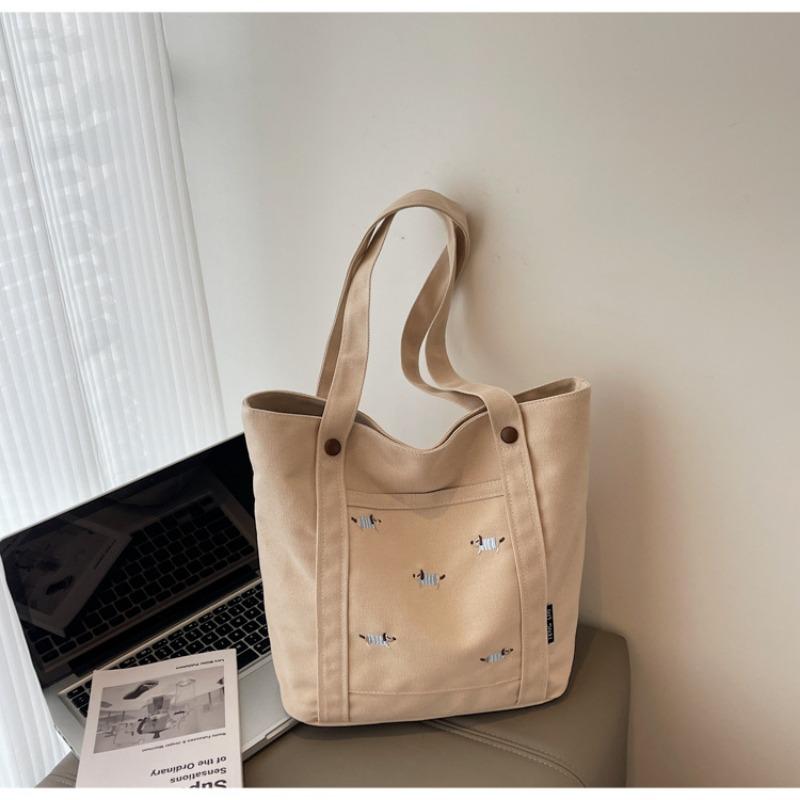 Canvas Bag Female College Student New Summer Versatile Large-capacity Bag Shoulder Bag Commuter Tote Bag