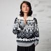 Women's Pure Wool Jacquard Knit Cardigan with Lapel - 2025 Autumn/Winter Elegant Thick Base Layer Sweater