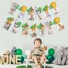 1st Birthday Photo Banner Baby Jungle Safari Birthday Party Lion Tiger Animal Bunting Paper Garland Flags Decoration Wild One