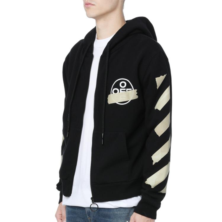 Off-White Толстовка с капюшоном Arrows Zip Up, черная, мужская, уличная одежда OMBE001G20FLE0021048