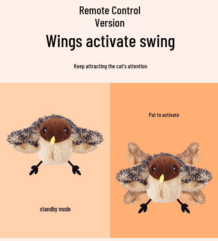 Игрушка Электрический Воробей для Кошек с Пультом Управления - Интерактивный Симулятор Крыльев для Самостоятельной Игры для Кошек