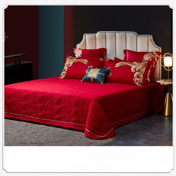 Длинноволокнистый хлопок плотностью 100, свадебная простыня и пододеяльник из четырех предметов, чистый хлопок, лоскутное одеяло с драконом и фениксом, красное стеганое одеяло, комплект из шести и десяти предметов