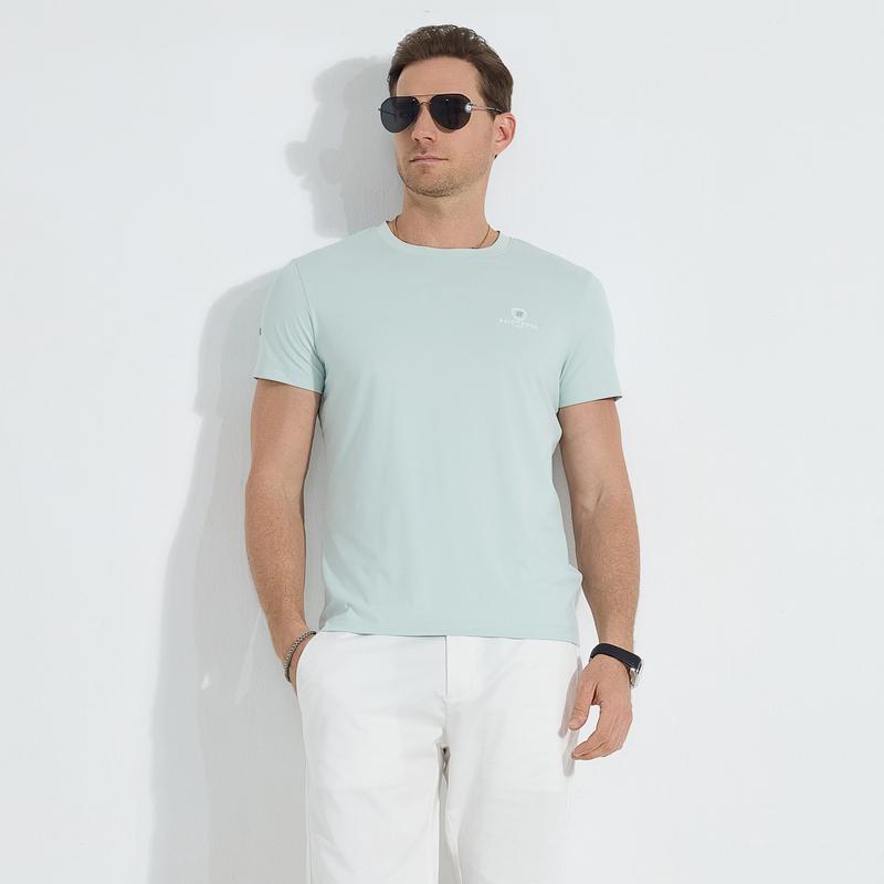 Male 2025 Summer Outdoor Sports Offset Short Sleeve T-shirt with Antibacterial Properties
