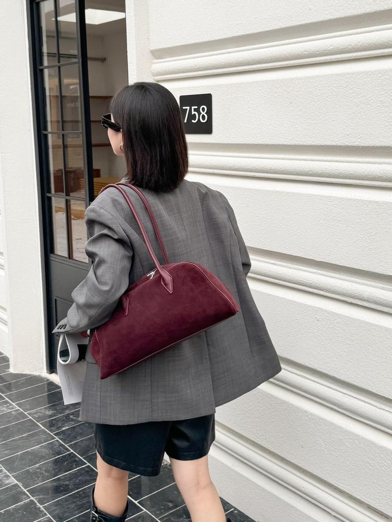 Французская ретро матовая сумка-тоут из коровьей кожи - 2024 Большая вместительная наплечная сумка-багет для женщин