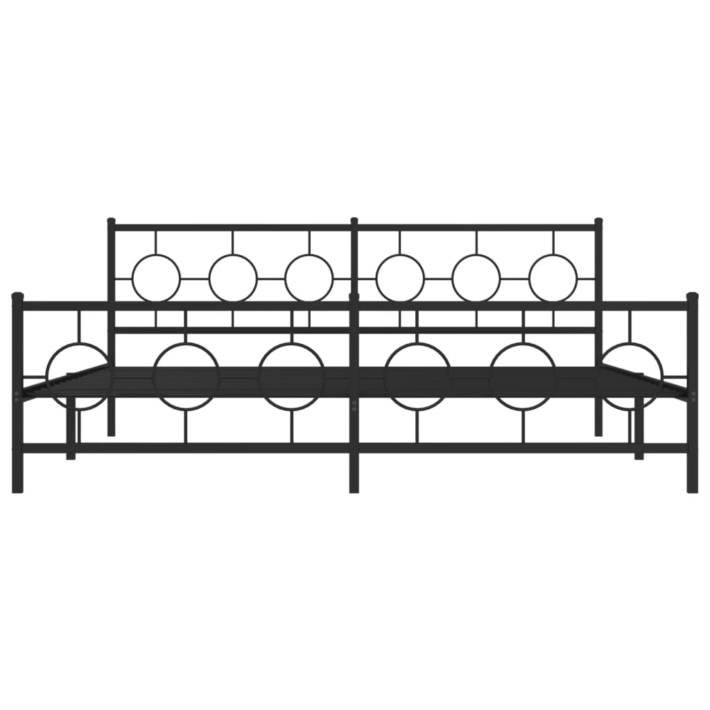 Metal Bed Frame with Headboard and Footboard Black 200x200 cm