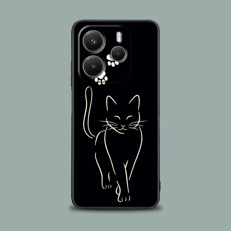 Чехол для телефона для Xiaomi Redmi 15C 14C 12C 13C Redmi Note 15 14 13 12 11 10 Pro Plus 5G 12S Силиконовая крышка Забавный Милый Кот Линейный Рисунок