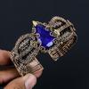 Blue Sapphire Lab-Created Gemstone Handmade Copper Wire Wrap Jewelry Adjustable Lovely Cuff For Her