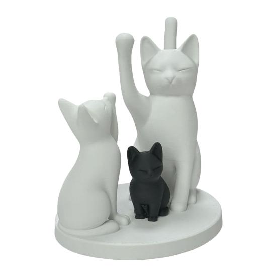 Милая Фигурка Кошачьей Семьи, 3D-печатная Скульптура Родителей-Кошек и Котенка, Современное Настольное Украшение с Кошкой, Подарок для Любителей Кошек