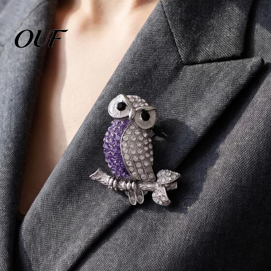 Women Rhinestone Jewelry Owl Brooch Pin, Alloy Bird Lapel Pin for Suits Vintage Coat Coats Bags, Animal Decorative Accessory Men Bag Accessories