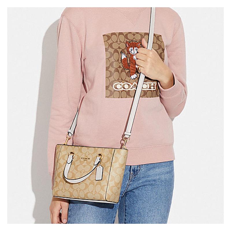 Coach Алиса 21 Классическая Сумка на молнии для пресбиопии Кожаная Наплечная Сумка-кроссбоди Маленькая Женская Светло-коричневая