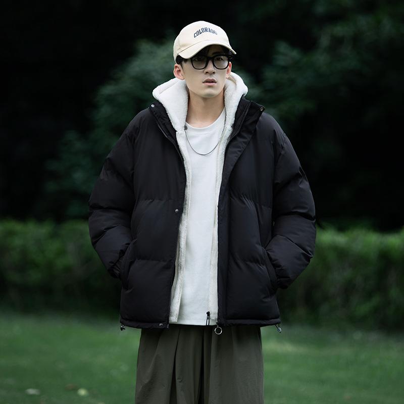 Эксклюзивно для фейковых двухпредметных хлопковых вещей, мужская зимняя трендовая брендовая одежда-хлеб, куртки с капюшоном и утолщением, теплая и свободная хлопковая одежда.