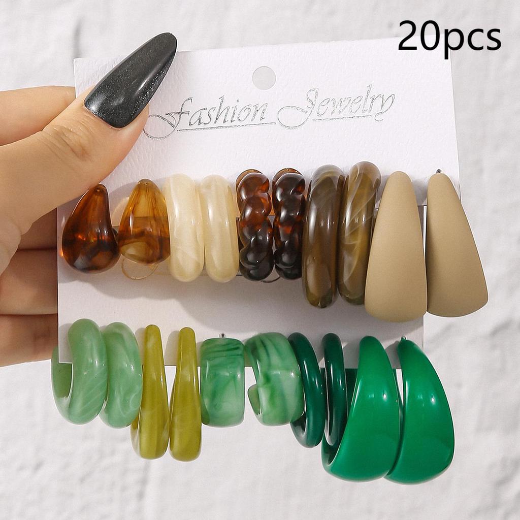 Ретро Летний Многоцветный Набор Серёг-Колец Дизайн в форме Капли Воды и C-образный Женская Мода Серьги с Леопардовым Принтом Повседневная Носка Свидания