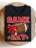 Football Mama Vibes T-Shirt Game Day Slogan Tee for Casual Loose Fit Shirt with Football Parent Design Gift for Moms Dad