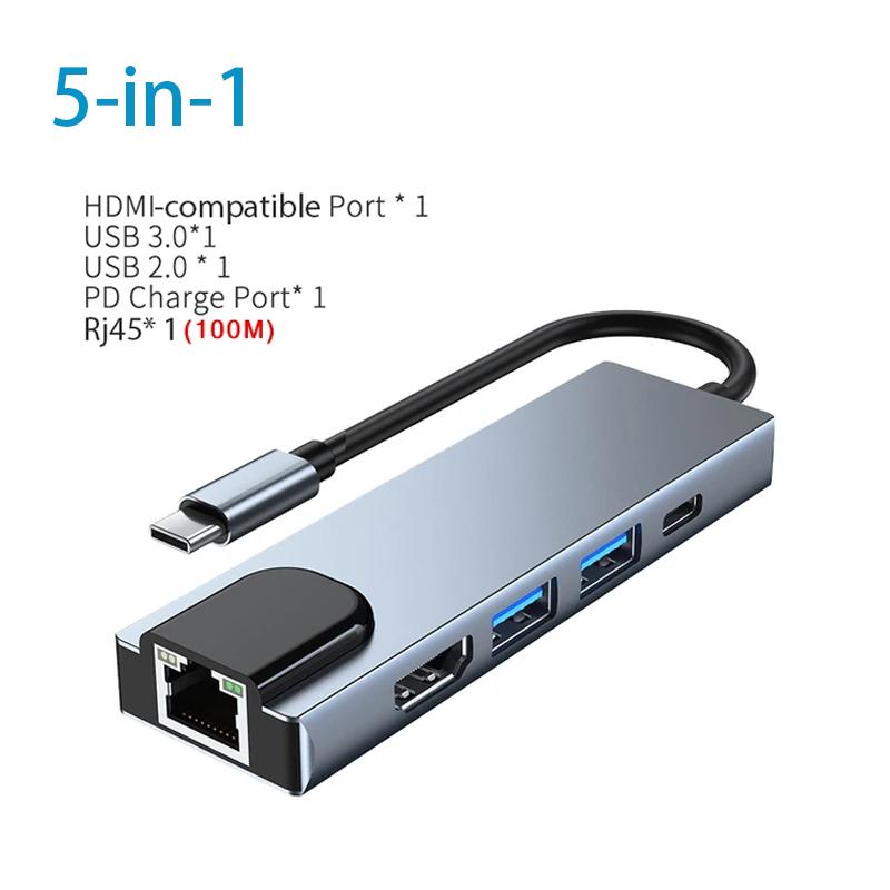 USB C концентратор разветвитель Type C Док-станция Thunderbolt 3 Адаптер для ноутбука С Для Macbook Air M1 iPad Pro