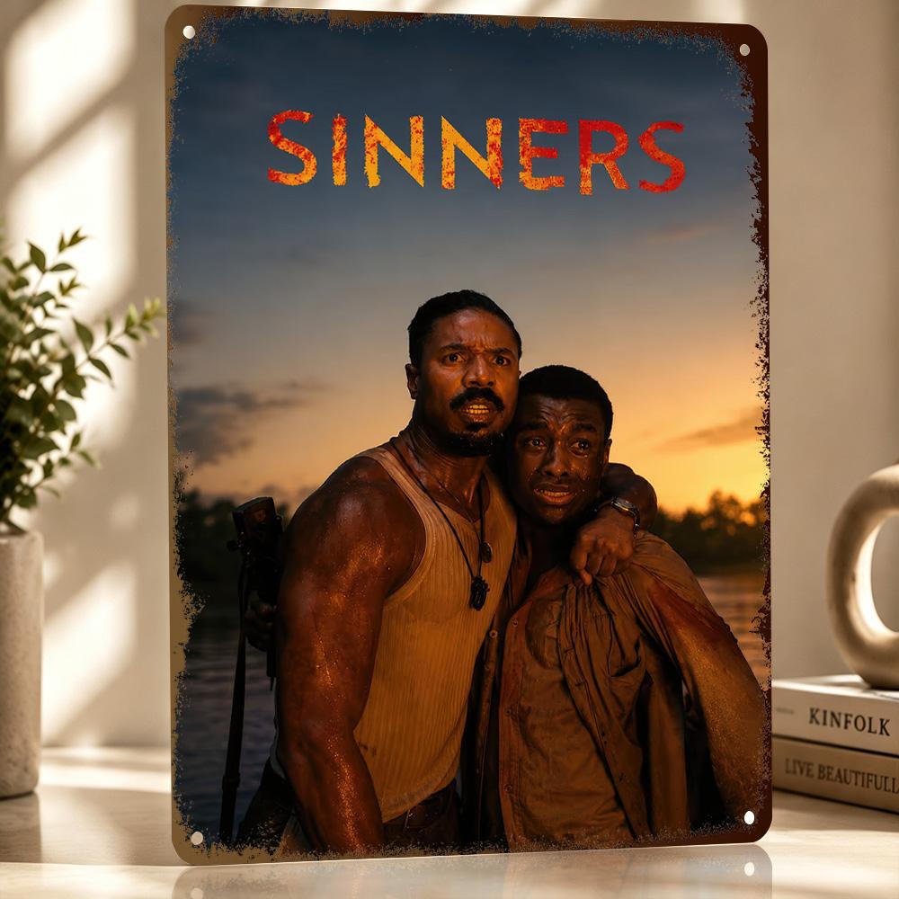 Sinners Movie Poster Retro D Printed Metal Signs Customized Wall Hanging Gift for Decoration Room Decorating Interior Wand Deko