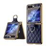 Luxury Plated Bezel Folding Case for Samsung Galaxy Z Flip 5 Z Flip 4 3 Luxurious Solid Colored Diamond Leather Bracket Ring Cover