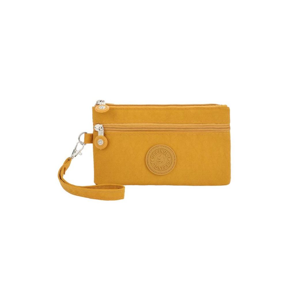 With Lanyard Double Layer Wallet Nylon Simple Money Handbag Fashion Zipper Coin Purse Travel