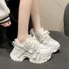 Празднуйте Женская обувь Увеличение высоты Толстая подошва Кроссовки Большой размер На шнуровке Массивный Высокий каблук Весна Осень Спортивная обувь