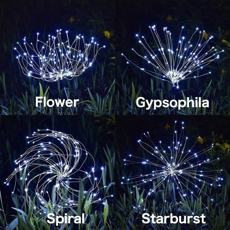 Solar Fireworks Lights Outdoor Waterproof Dandelion DIY Shape Lamp Solar Lights For Garden Decor Christmas Lights Decoration