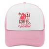 My Cat and Coffee is My Valentine Trucker Hat Polyester Adjustable Casual Baseball Cap