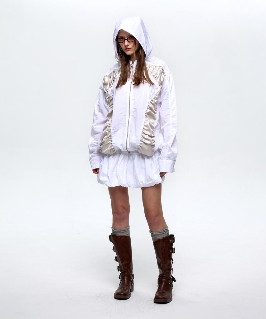 Rssc Curvy Incision Wrinkle Windbreaker - White