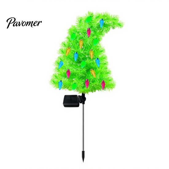Holiday Pathway Lights for Garden Solar Christmas Tree Stake Lights, Outdoor IP65 Waterproof Crooked Lamp with Colorful Light Automatic Dusk