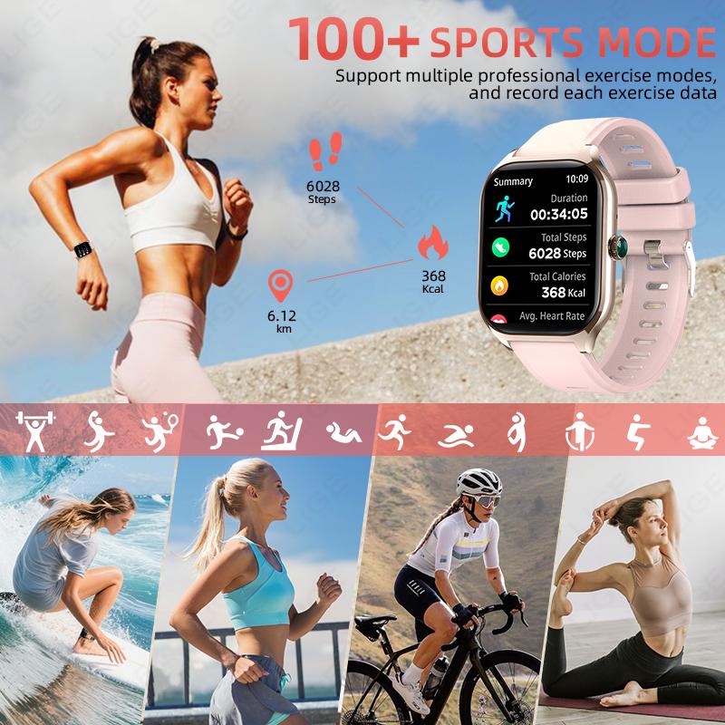 НОВЫЕ 2,01-дюймовый HD-дисплей Звонки Smart Watch Измерение кислорода в крови Пульс Отслеживание активности Умные часы для женщин мужчин
