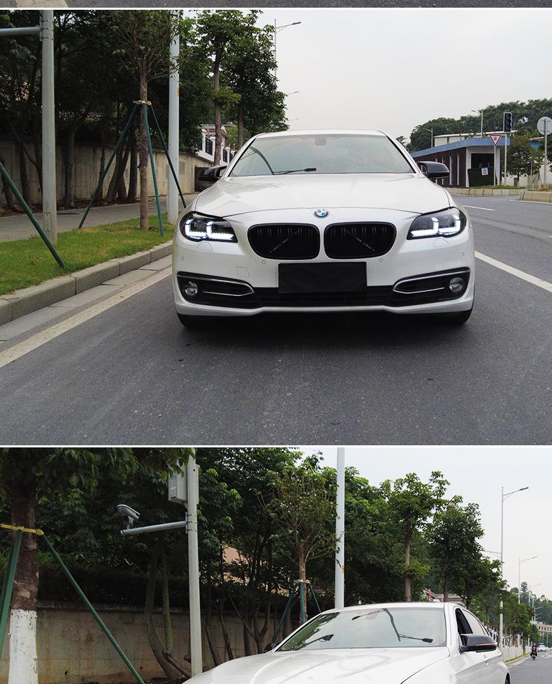 LED Bi-Xenon Headlight Assembly with Flowing Turn Signal for 11-17 BMW 5 Series