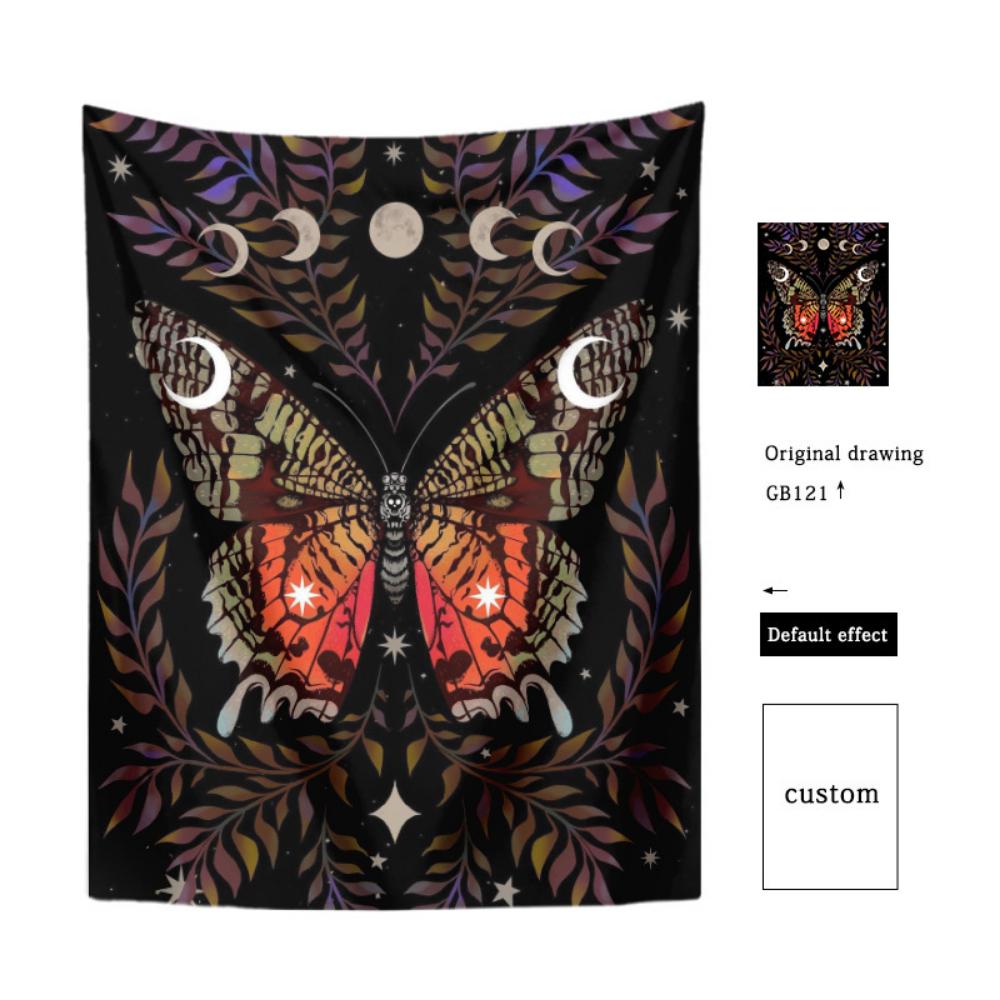 Гобелен с бабочками, фреска, украшение дома, фоновая ткань для стен, богемная подвесная ткань