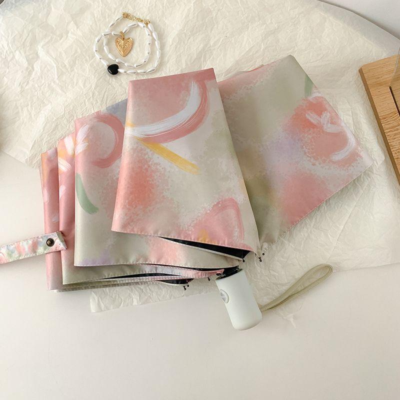 Inflorescence | Oil Painting Umbrella For Women With Sun And Rain, Small And Portable Sunshade, Fully Automatic Sun Umbrella Sun