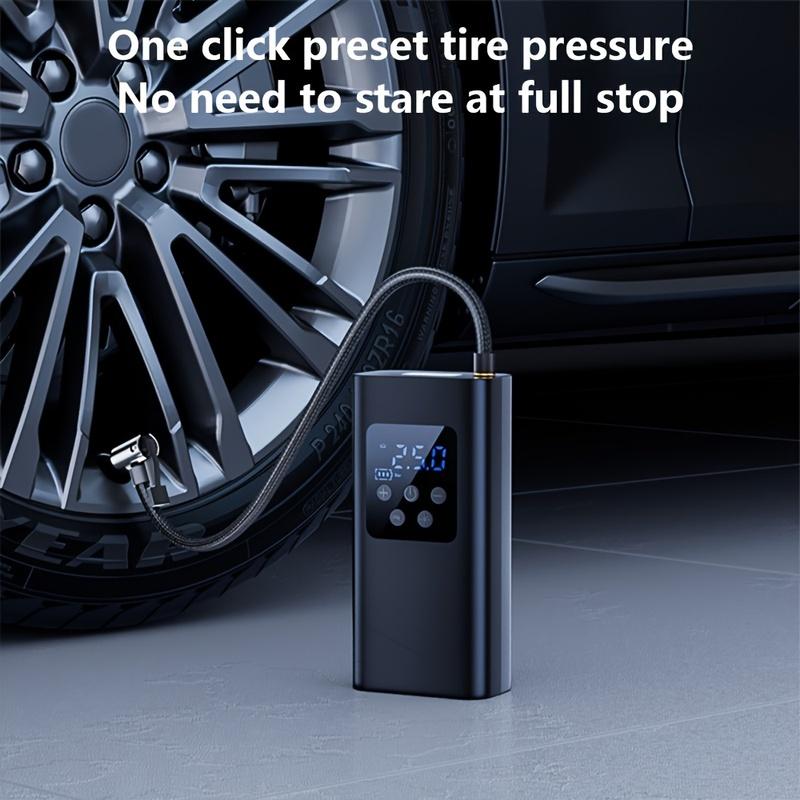 Wireless Smart Portable Digital Display Tire Inflator One Touch Fast Inflation with LED Light for Car Motorcycle Bike